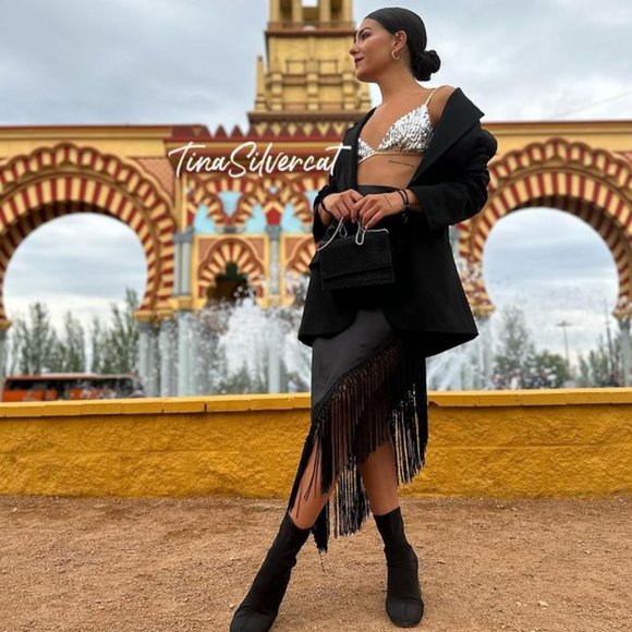 BLOGGER'S FAVE! Zara Sequin Appliqué Bikini Top Silver NWT - Picture 6 of 17